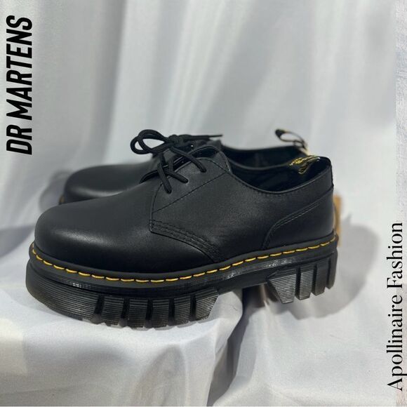 DR MARTENS AUDRICK NAPPA LEATHER PLATFORM SHOES IN BLACK 10 LADIES NWT - Picture 3 of 9